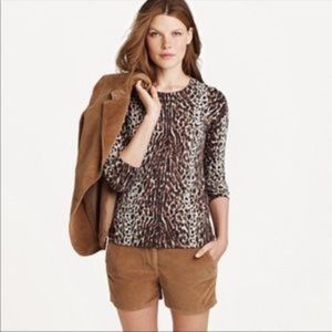 J Crew Leopard Tippi J Crew 3/4 Sleeve Top